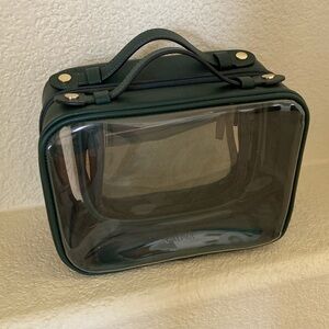 Calpak Forest Green and Clear Cosmetic Case